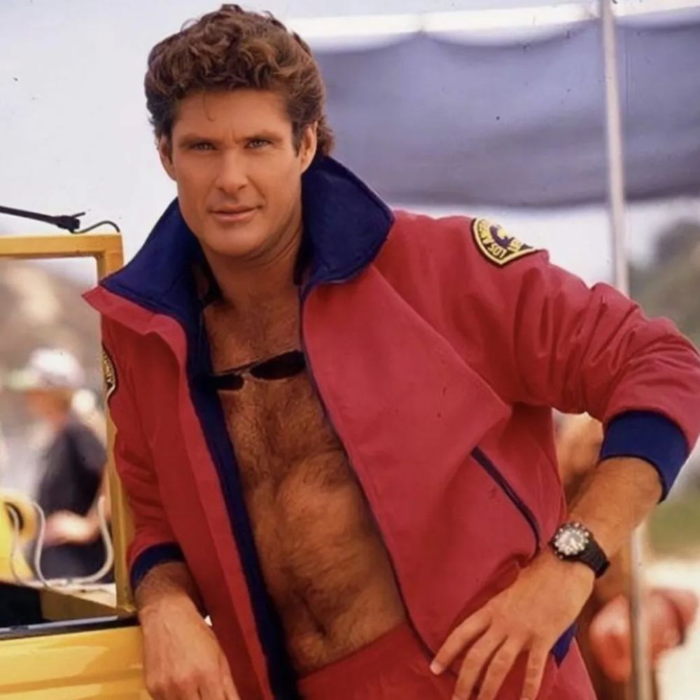 Baywatch  David Hasselhoff Red Cotton Jacket - Character Front View
