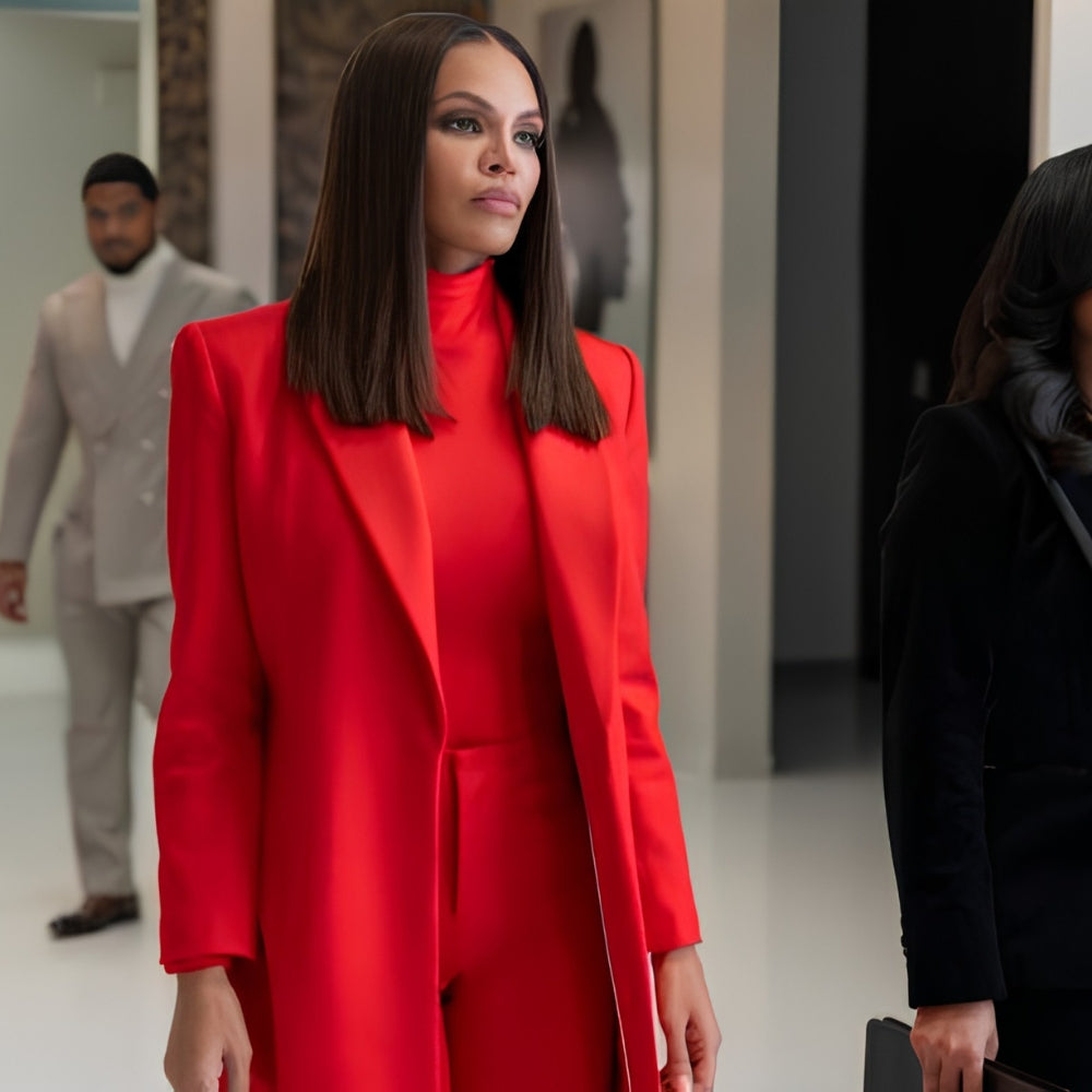 Beauty in Black Crystle Stewart Red Long Coat