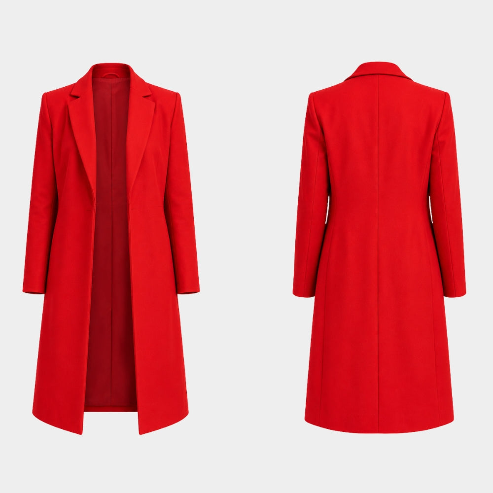 Beauty in Black Crystle Stewart Red Long Coat