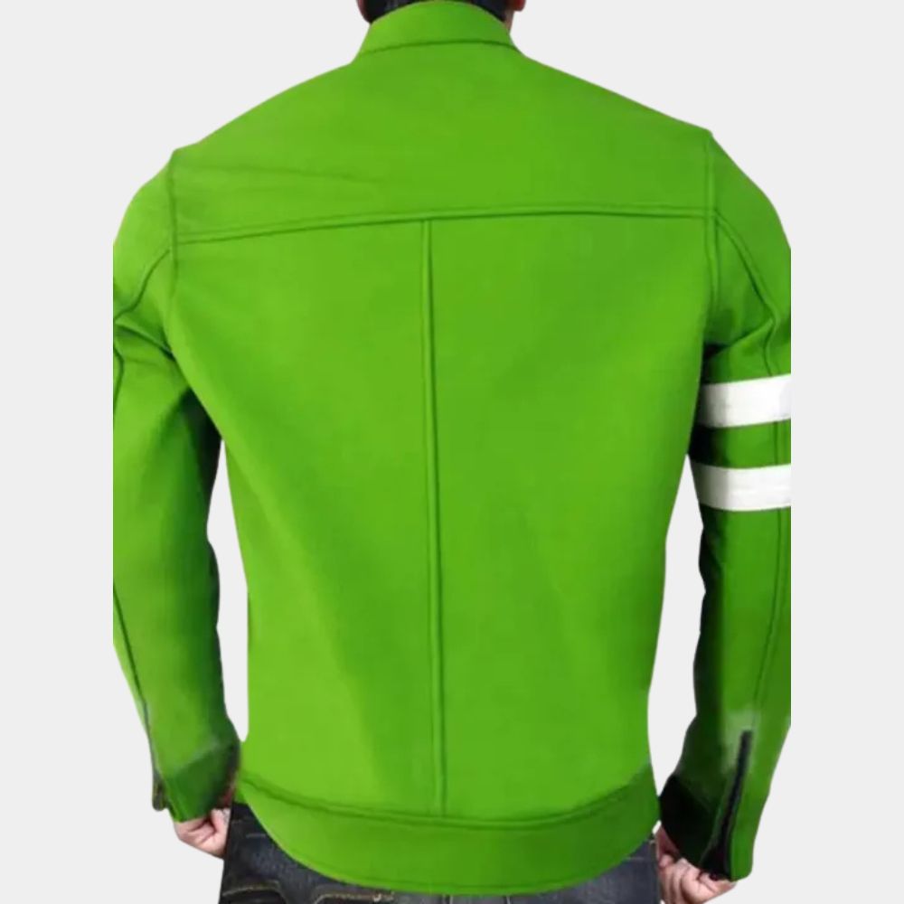 Ben 10  Ben Tennyson aka Ryan Kelley Green Leather Jacket - Back View