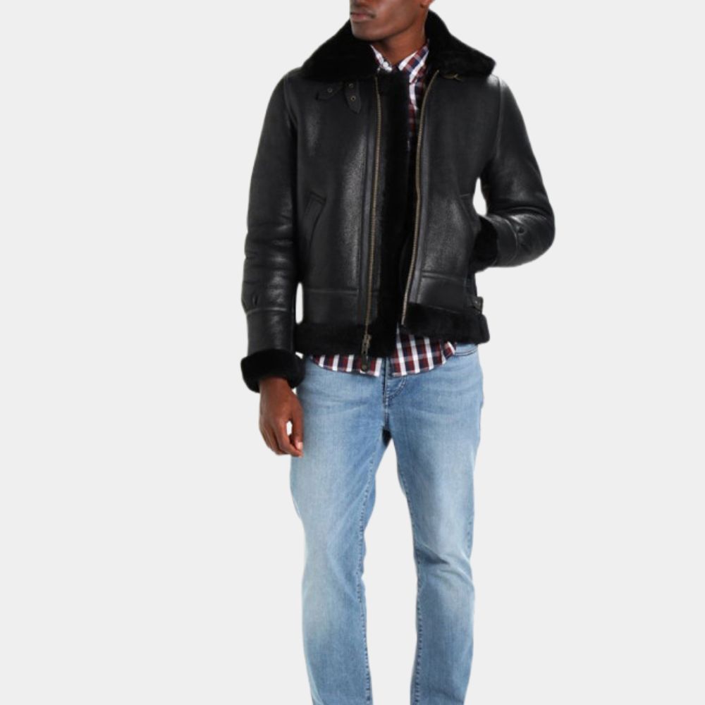 Bernard Black RAF Leather Aviator Jacket - Front Posture VIew