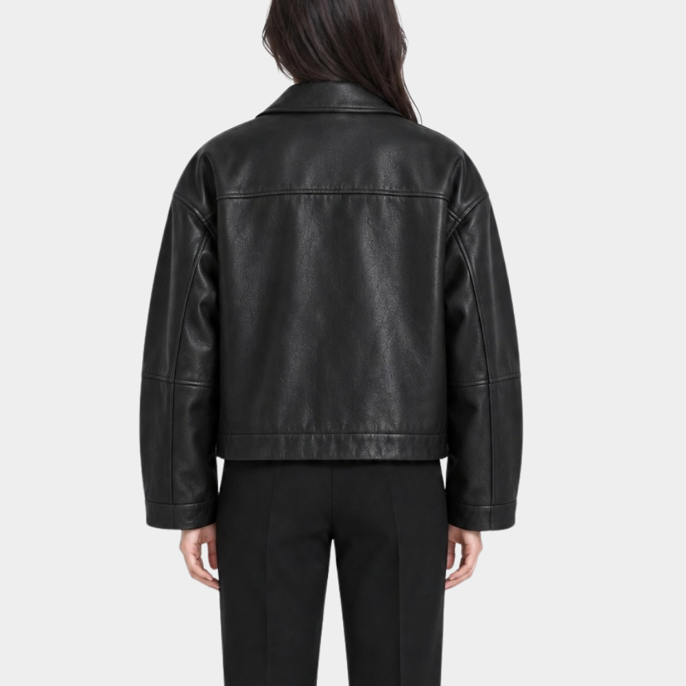 Between Steps Kim So-hyun Black Leather Jacket
