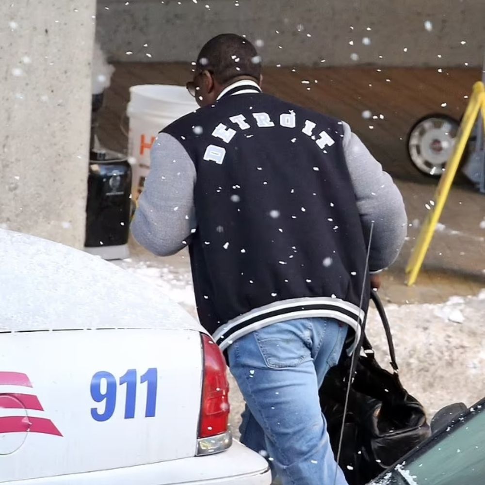 Beverly Hills Cop 4: Axel F Axel Foley aka Eddie Murphy Detroit Lions Two Tone Letterman Jacket - Back View