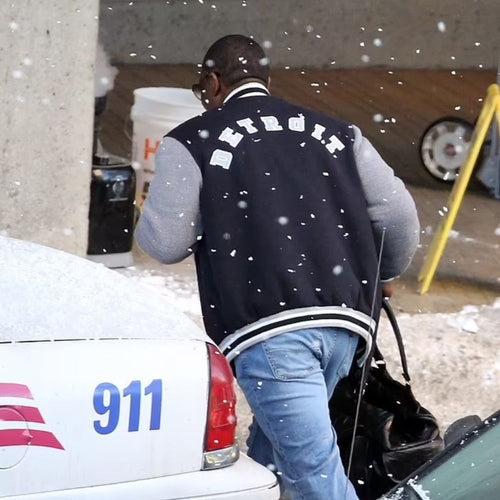 Beverly Hills Cop 4: Axel F Axel Foley aka Eddie Murphy Detroit Lions Two Tone Letterman Jacket - Back View