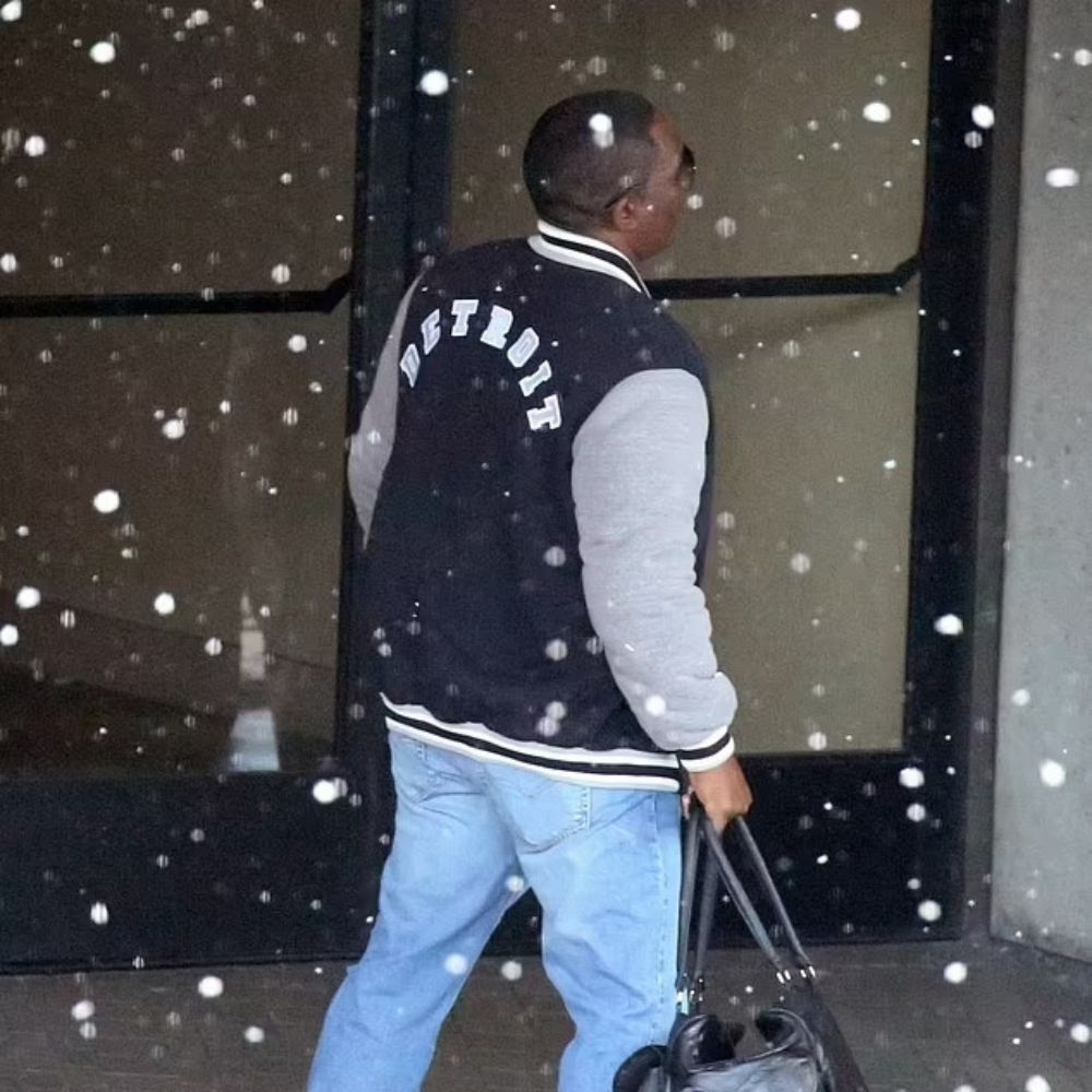 Beverly Hills Cop 4: Axel F Axel Foley aka Eddie Murphy Detroit Lions Two Tone Letterman Jacket - Character Back View