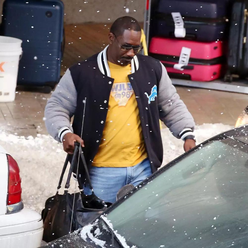 Beverly Hills Cop 4: Axel F Axel Foley aka Eddie Murphy Detroit Lions Two Tone Letterman Jacket - Character Front View