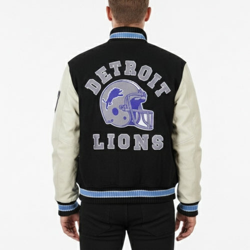  Beverly Hills Cop Edition Axel Foley Detroit Lions Iconic Vintage Letterman Jacket - Back View