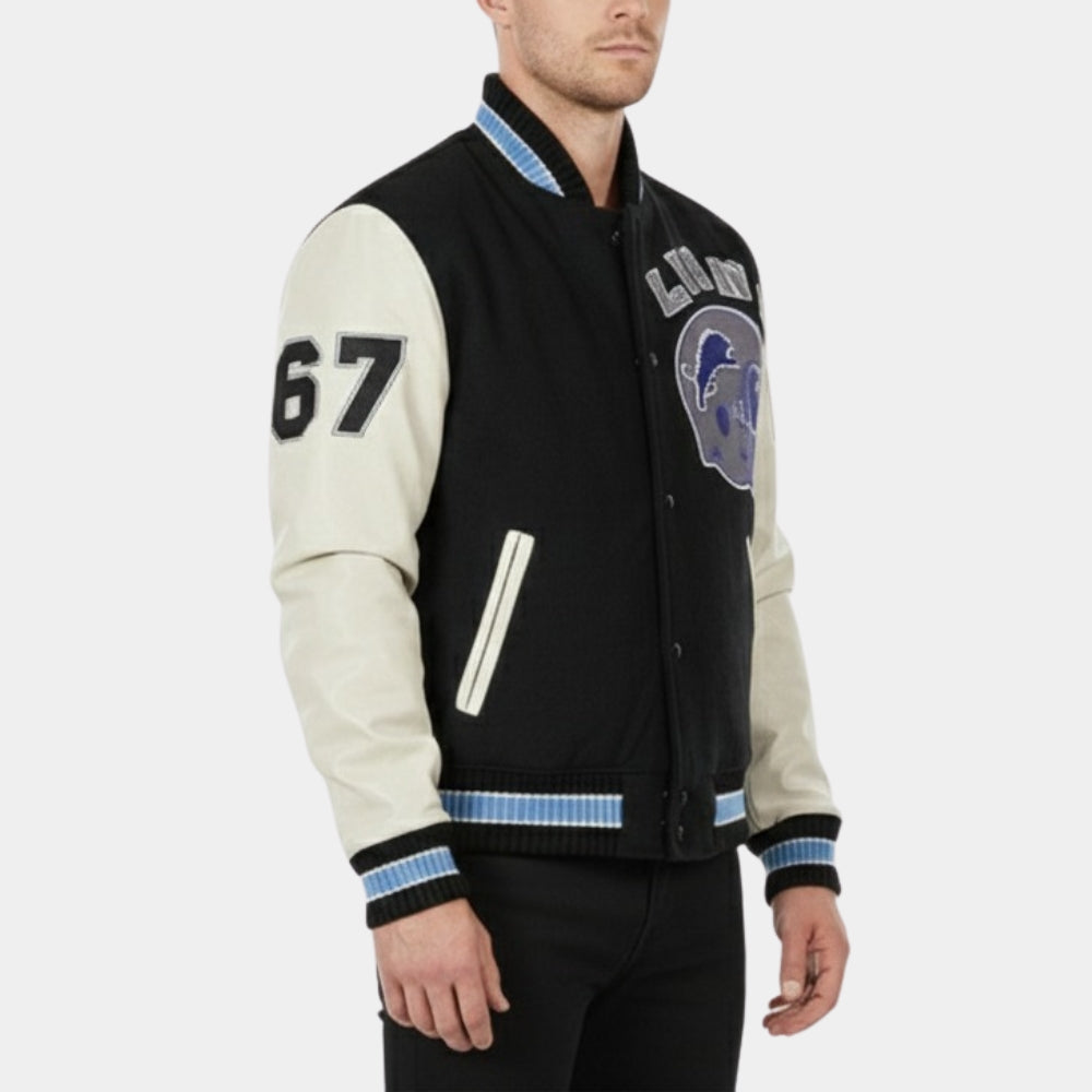  Beverly Hills Cop Edition Axel Foley Detroit Lions Iconic Vintage Letterman Jacket - Side View