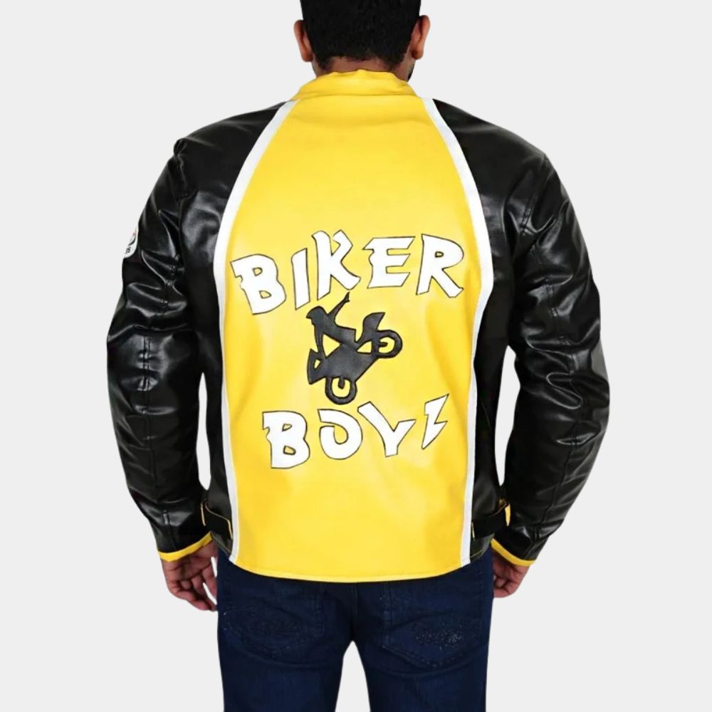 Biker Boyz Kid aka Derek Luke Yellow & Black Motorcycle Jacket - Back View