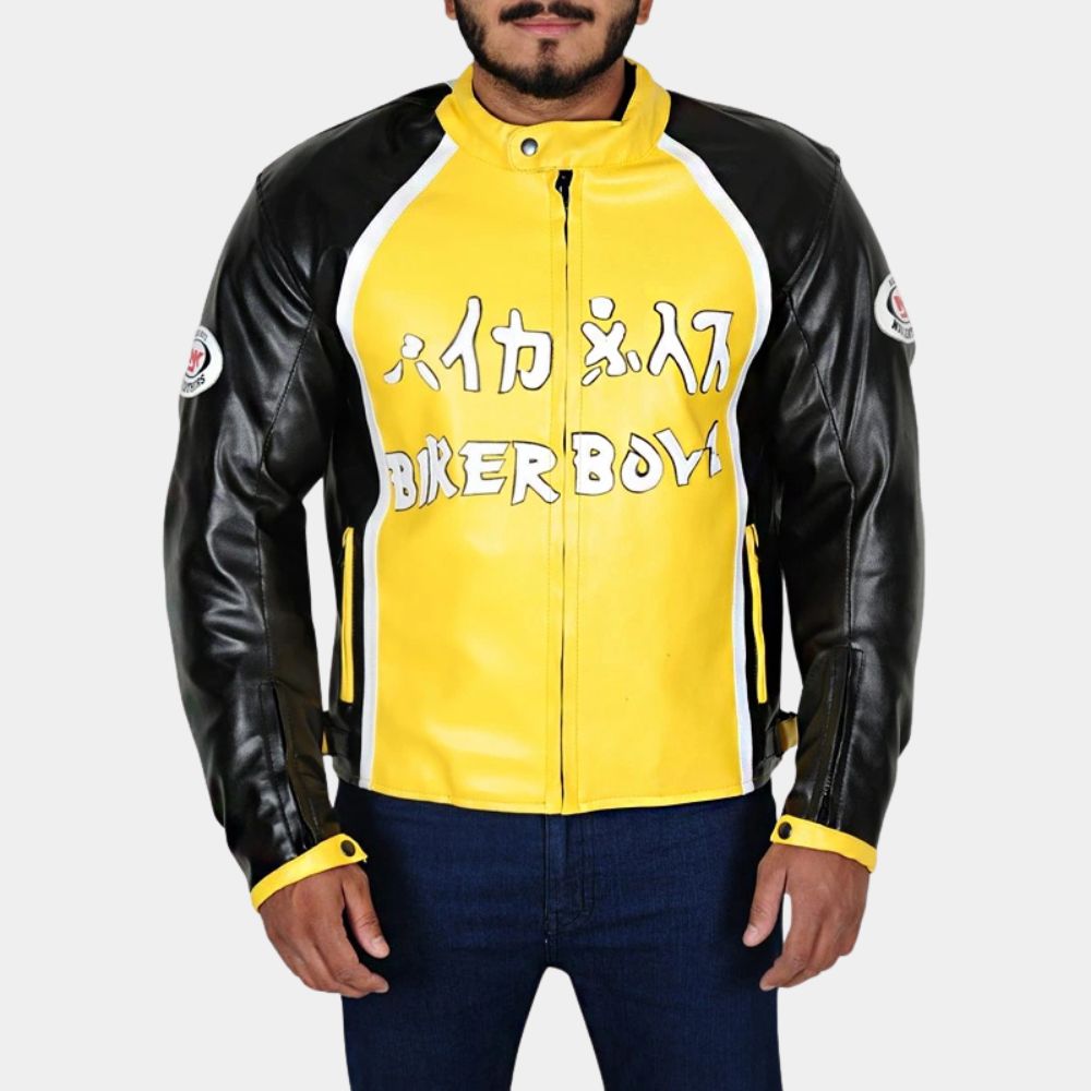 Biker Boyz Kid aka Derek Luke Yellow & Black Motorcycle Jacket - Front View