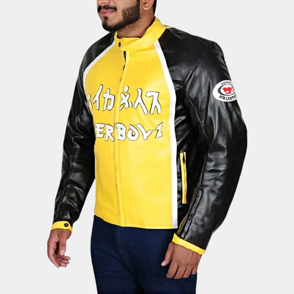 Biker Boyz Kid aka Derek Luke Yellow & Black Motorcycle Jacket - Side View
