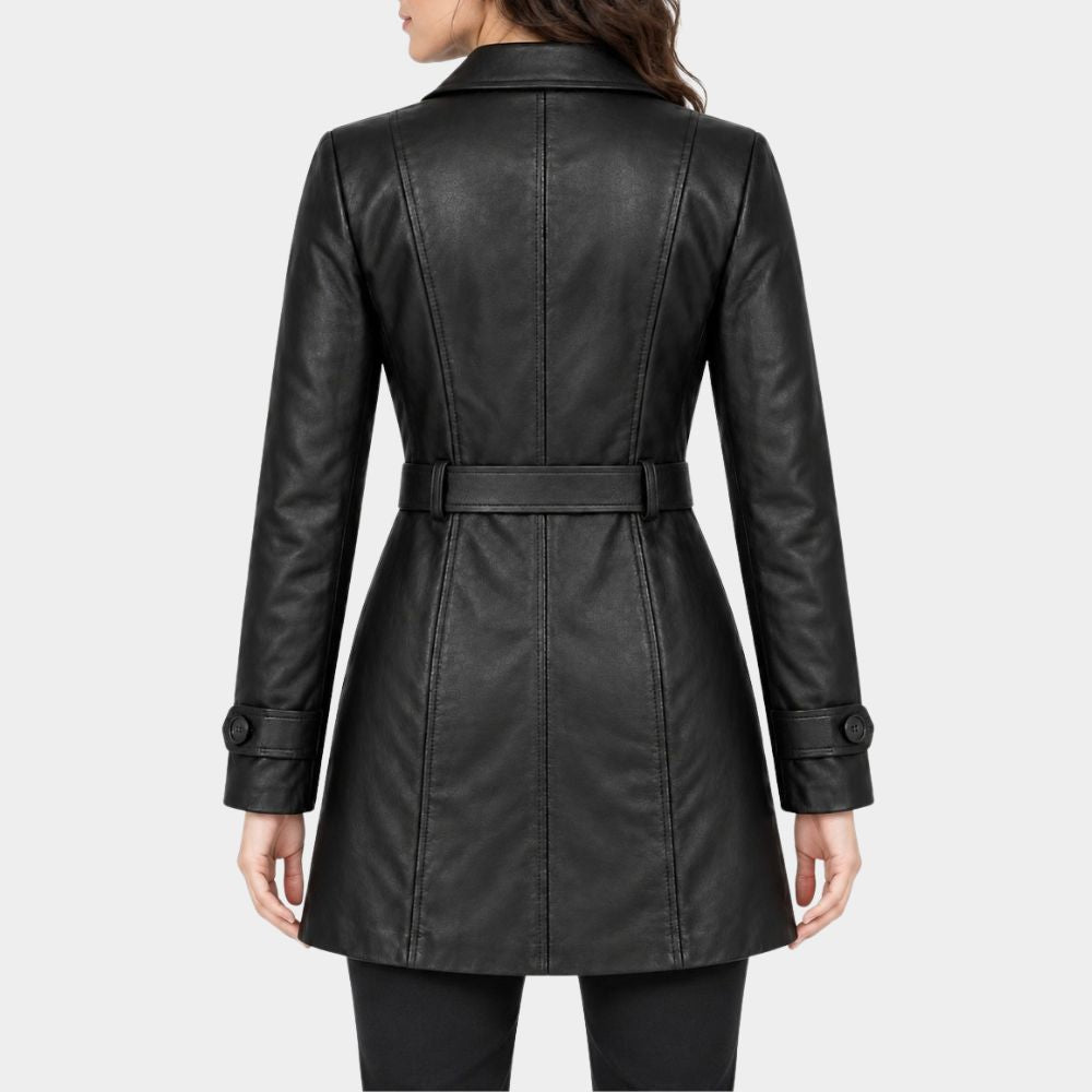 Black Doves Keira Knightley Black Leather Trench Coat