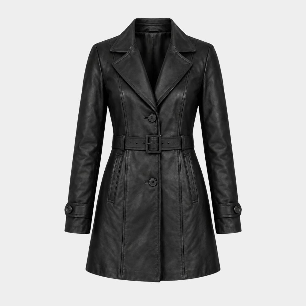 Black Doves Keira Knightley Black Leather Trench Coat