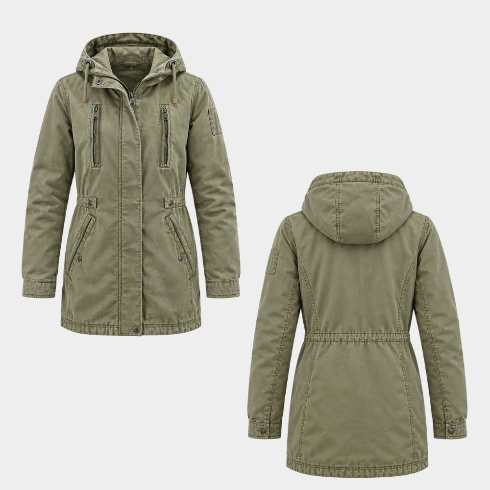 Black Doves Keira Knightley Utility Green Hooded Jacket