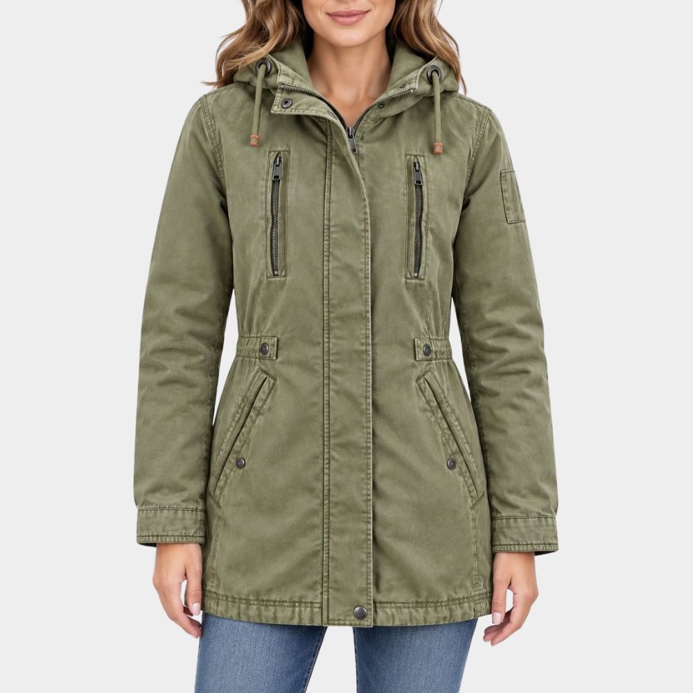 Black Doves Keira Knightley Utility Green Hooded Jacket