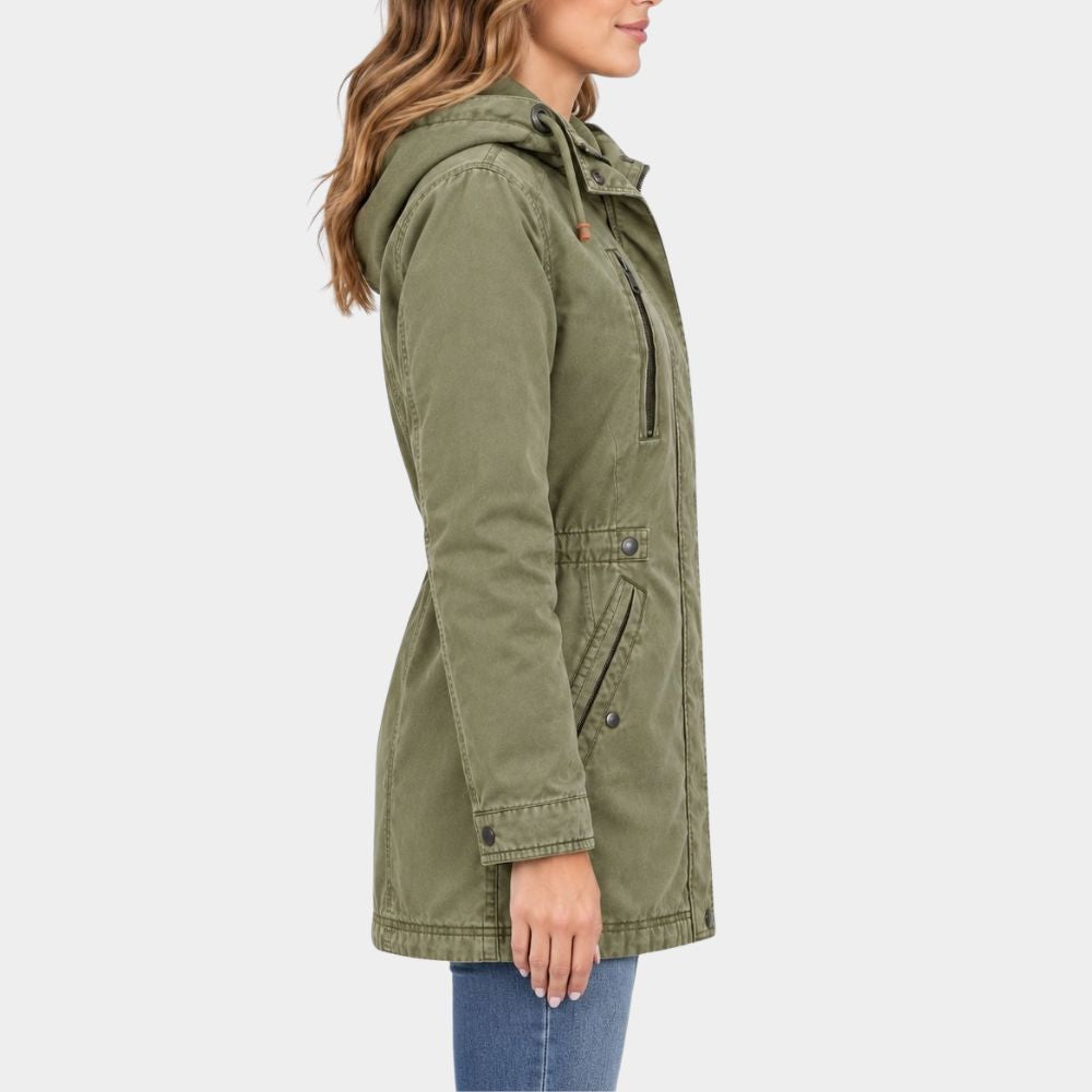 Black Doves Keira Knightley Utility Green Hooded Jacket