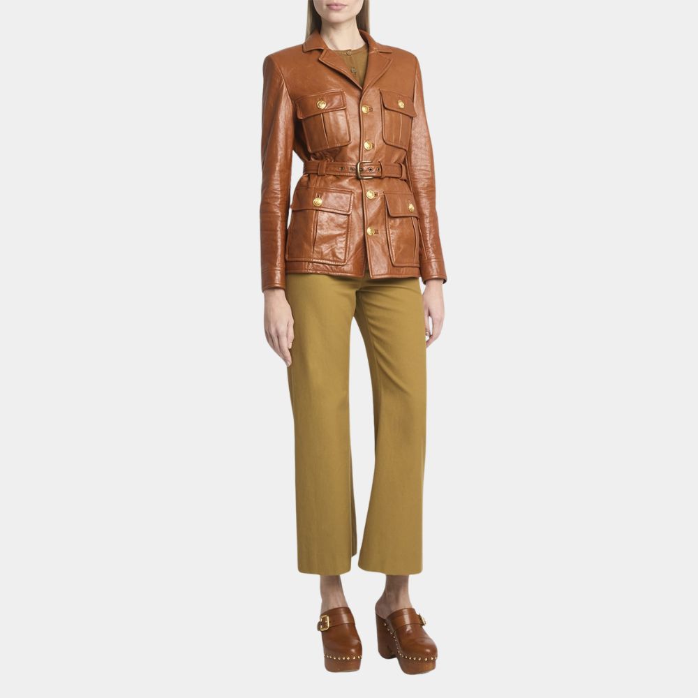 Black Bag Cate Blanchett Tan Brown Military Style Jacket - Posture Front View