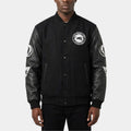 Black Panther Party 1966  Black Varsity Jacket with Real Leather Sleeves - Front View