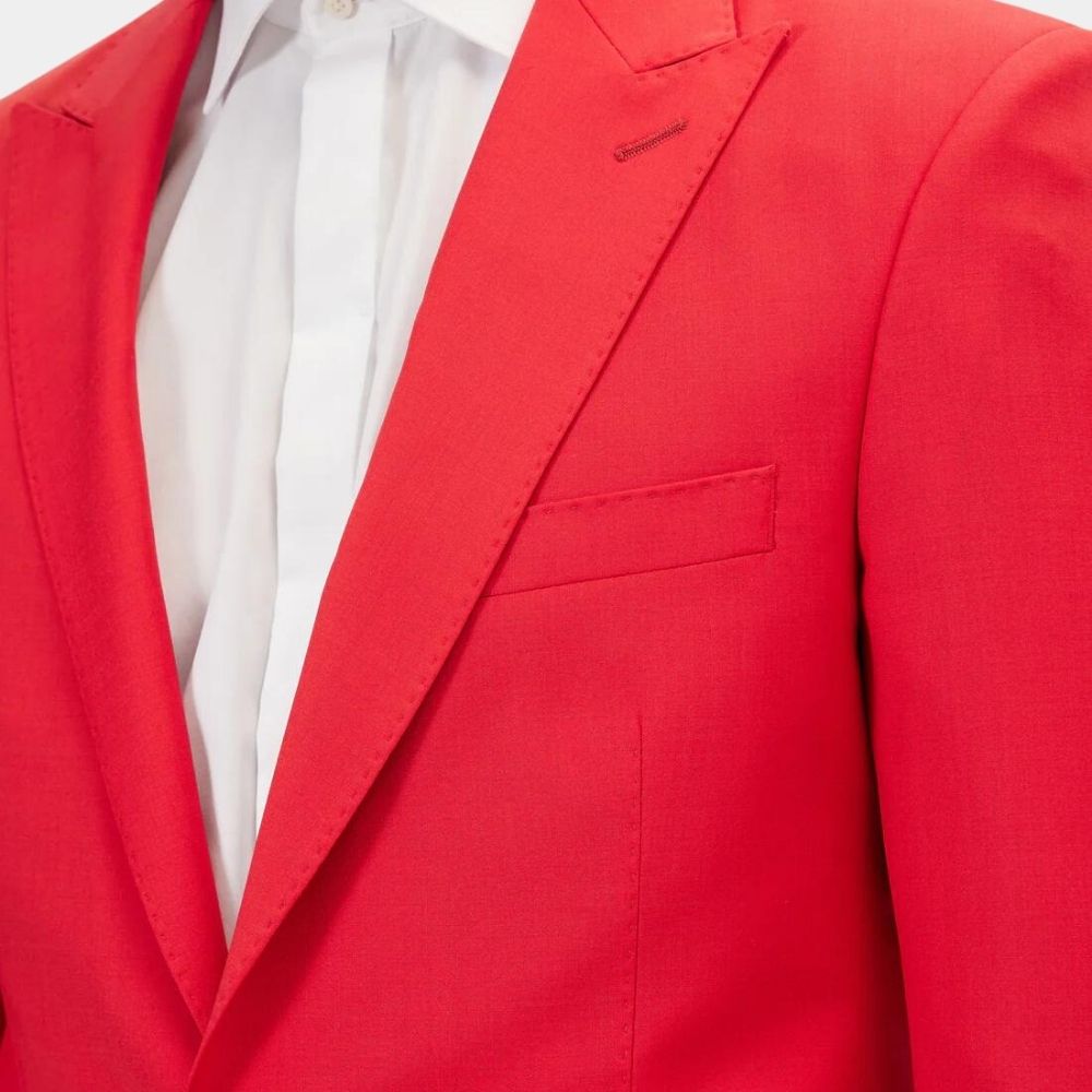 Blinding Lights The Weeknd Red Blazer - Single Breasted One Button Red Cotton Blazer - Front Close - Up View