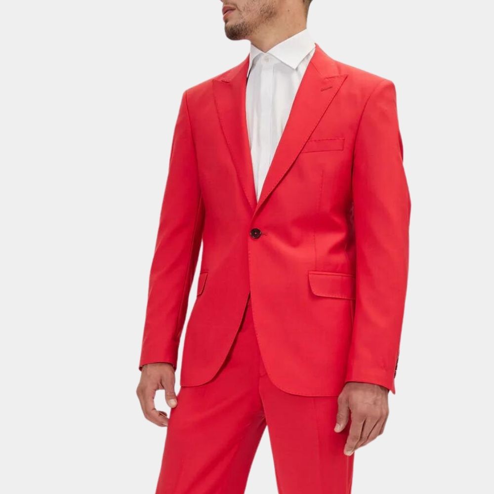 Blinding Lights The Weeknd Red Blazer - Single Breasted One Button Red Cotton Blazer - Front Posture View