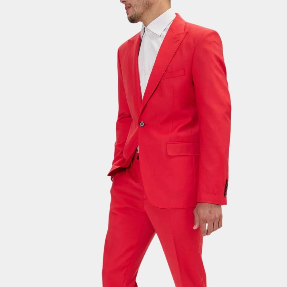 Blinding Lights The Weeknd Red Blazer - Single Breasted One Button Red Cotton Blazer - Posture Side View