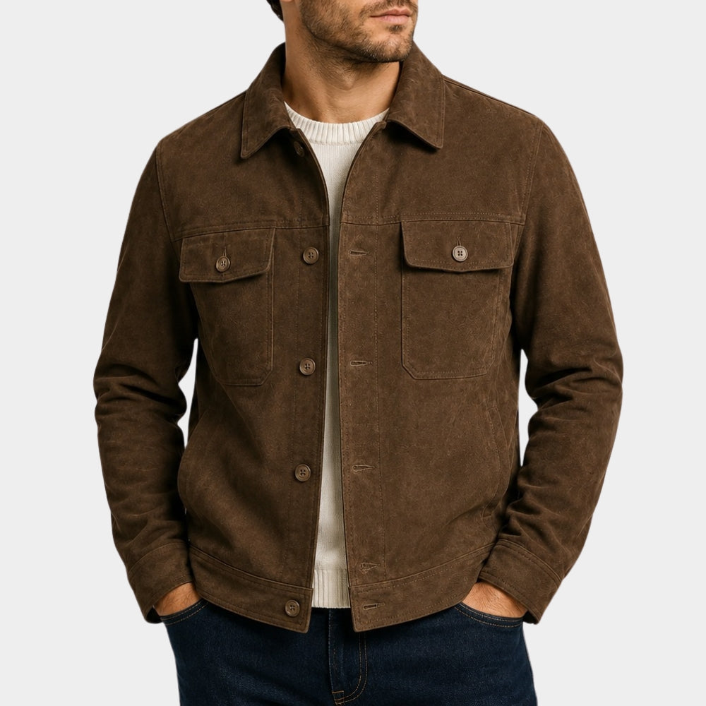Blood Sacrifice Jakob Oftebro Brown Suede Trucker Jacket