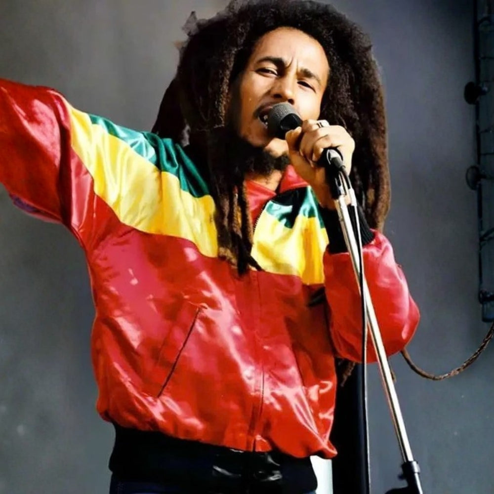 Bob Marley  1980 Concert Crystal Palace Bomber Jacket - Character Front View