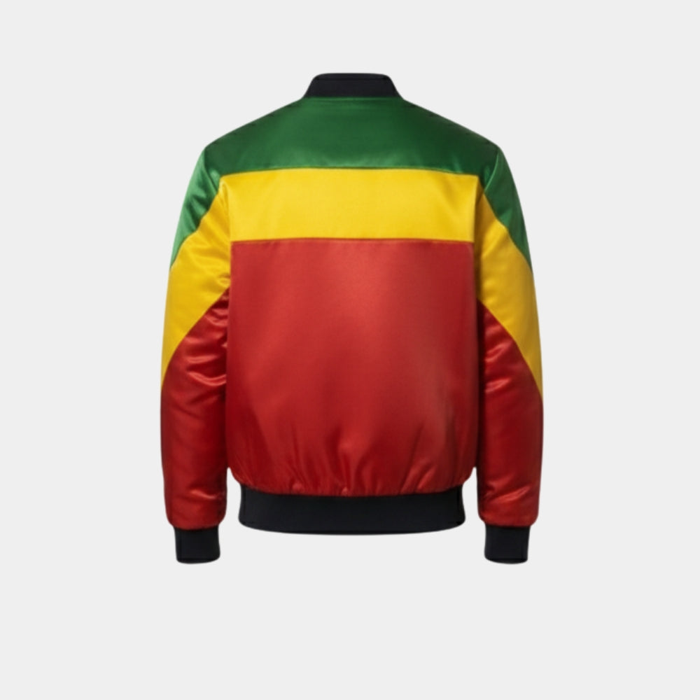Bob Marley  1980 Concert Crystal Palace Bomber Jacket - Mannequin Back View