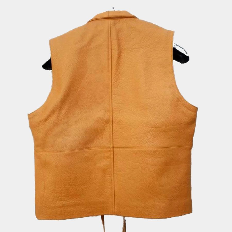 Bonanza Ben Cartwright Brown Cowboy Leather Vest - Mannequin Back View