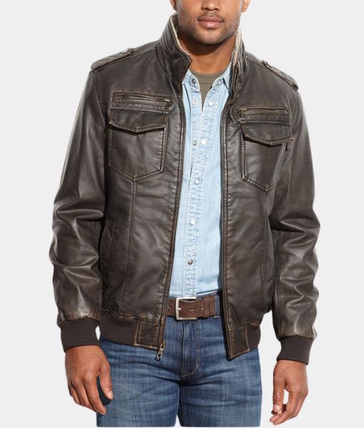 Brooklyn Nine-Nine Jake Peralta aka Andy Samberg Brown Leather Jacket - Front View