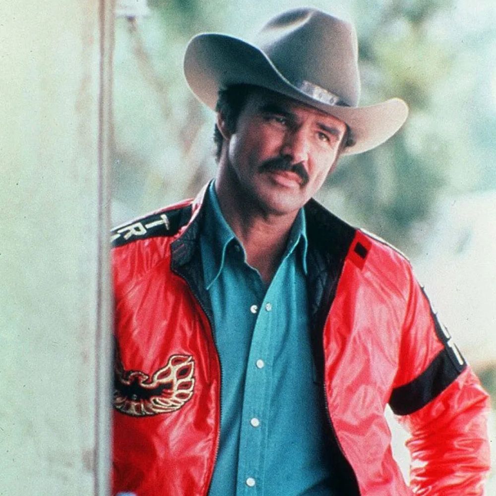 Burt Reynolds  1977 Smokey and The Bandit Trans Am Red Leather Bomber Jacket - Front View
