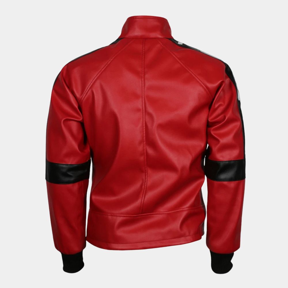 Burt Reynolds  1977 Smokey and The Bandit Trans Am Red Leather Bomber Jacket - Mannequin Back View
