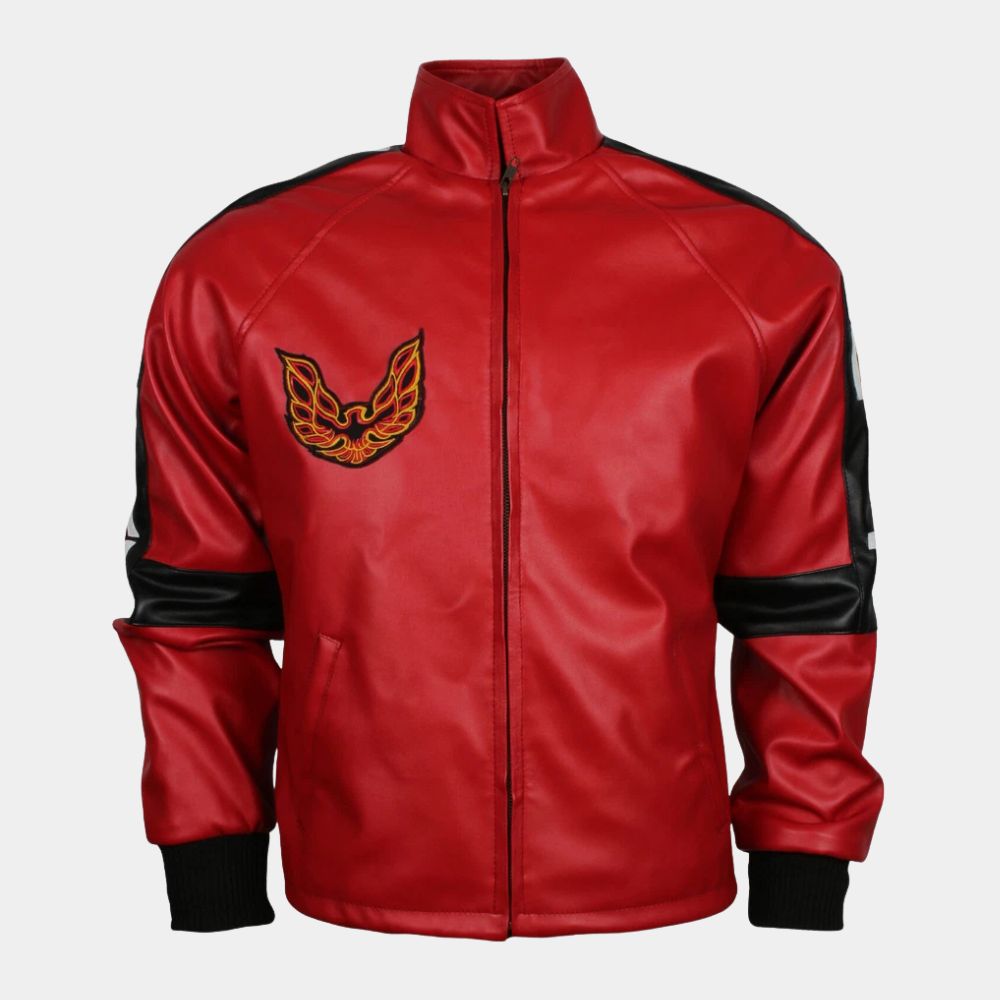Burt Reynolds  1977 Smokey and The Bandit Trans Am Red Leather Bomber Jacket - Mannequin Front View