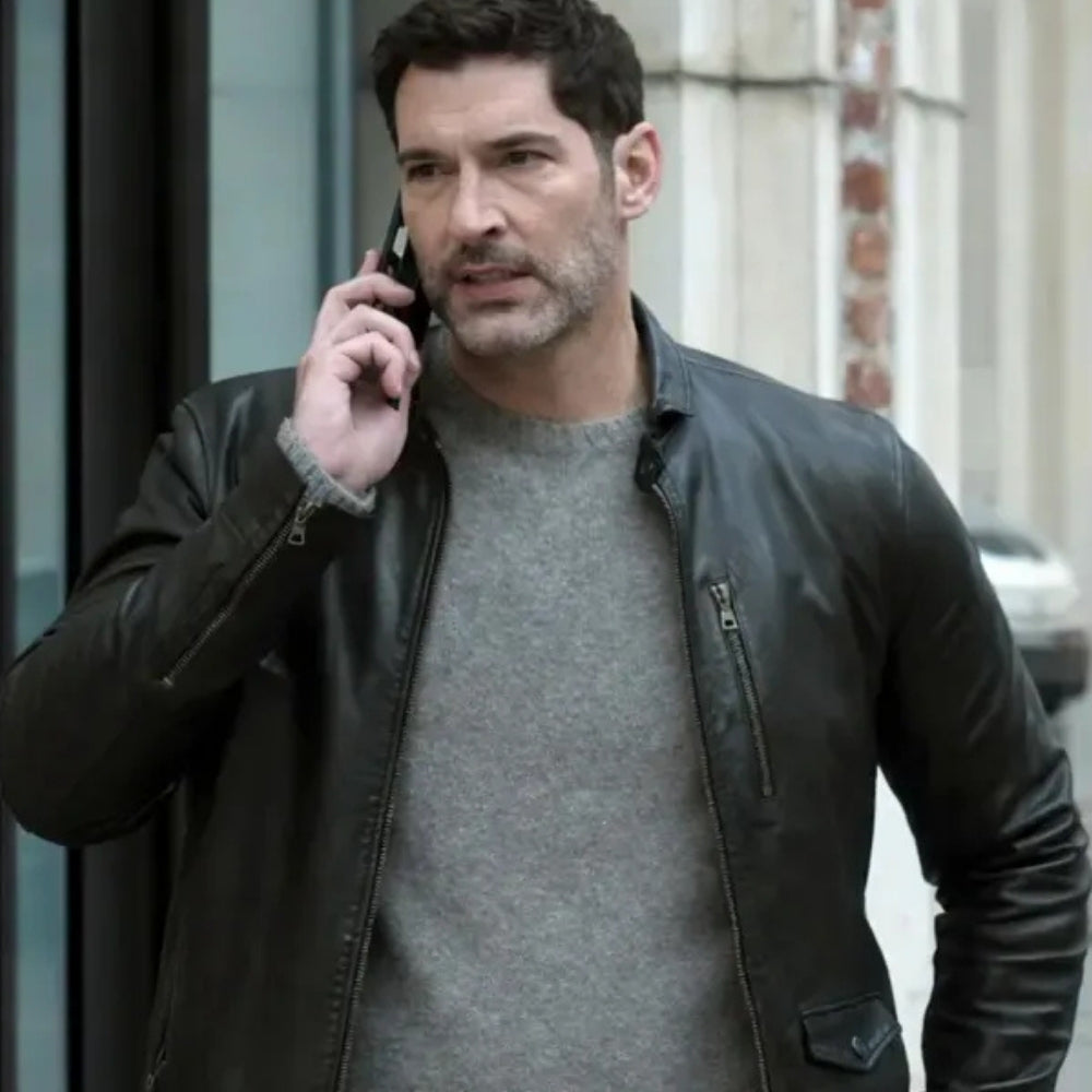 CIA Tom Ellis Black Leather Jacket