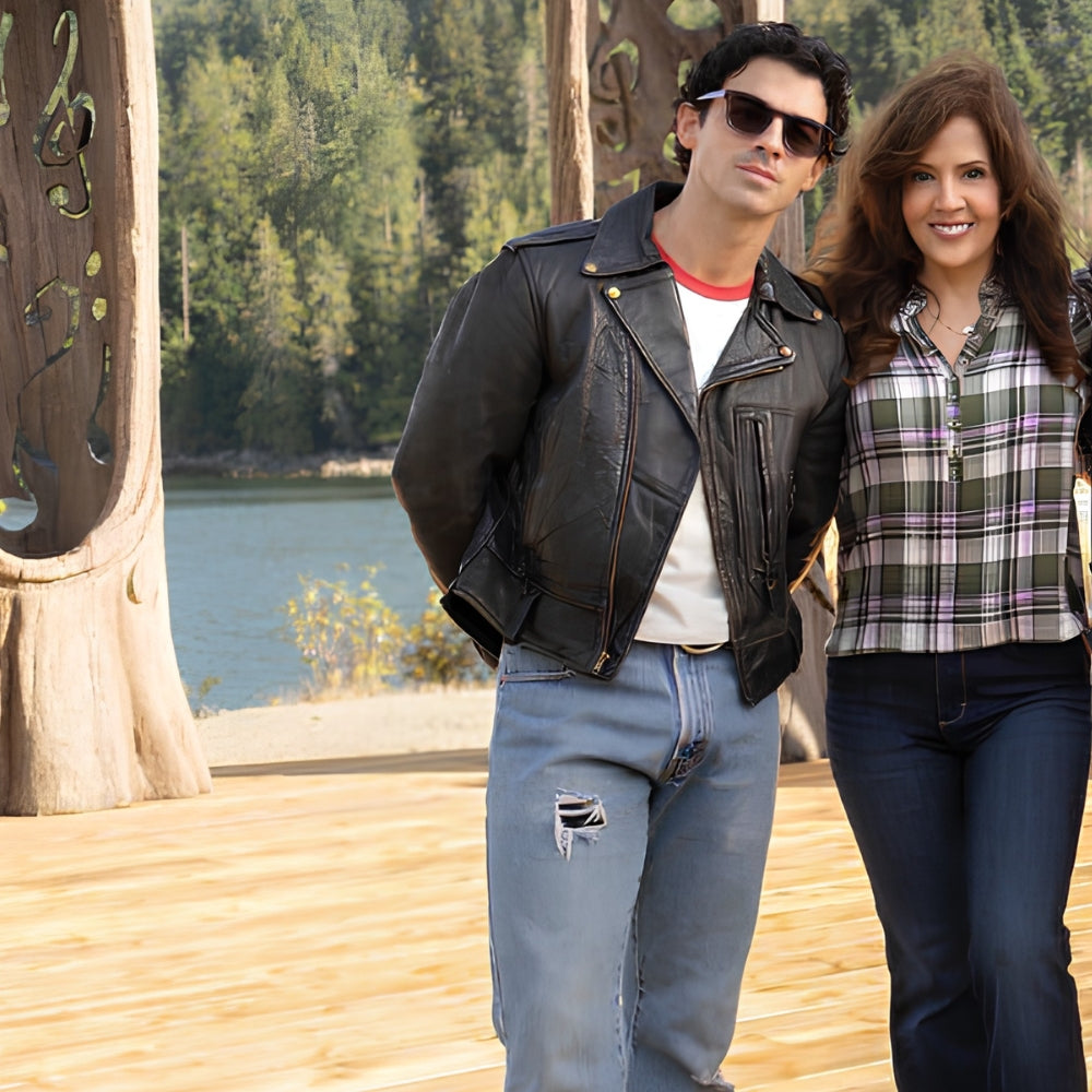 Camp Rock 3 Joe Jonas Black Leather Biker Jacket