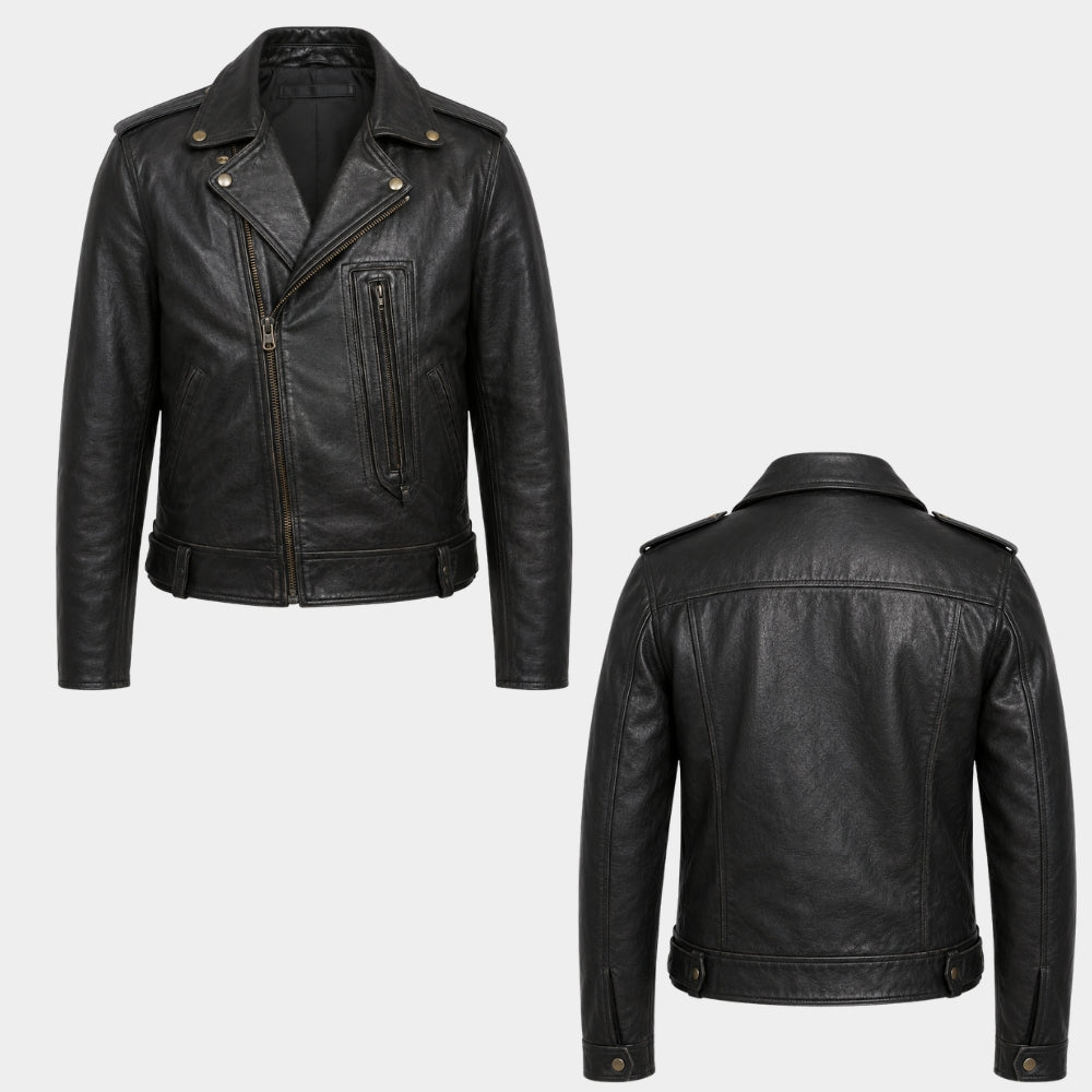Camp Rock 3 Joe Jonas Black Leather Biker Jacket