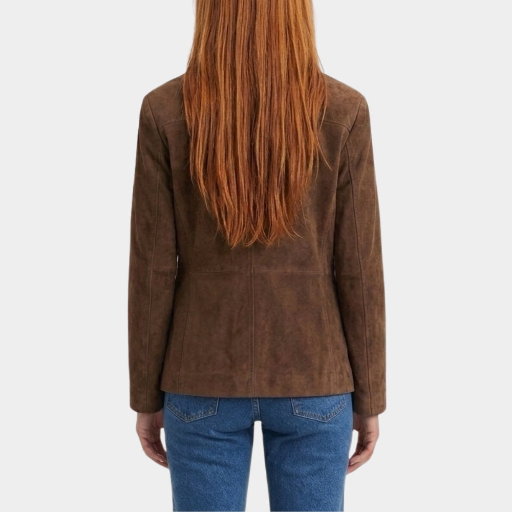 Carrie Amber Midthunder Tan Suede Leather Blazer