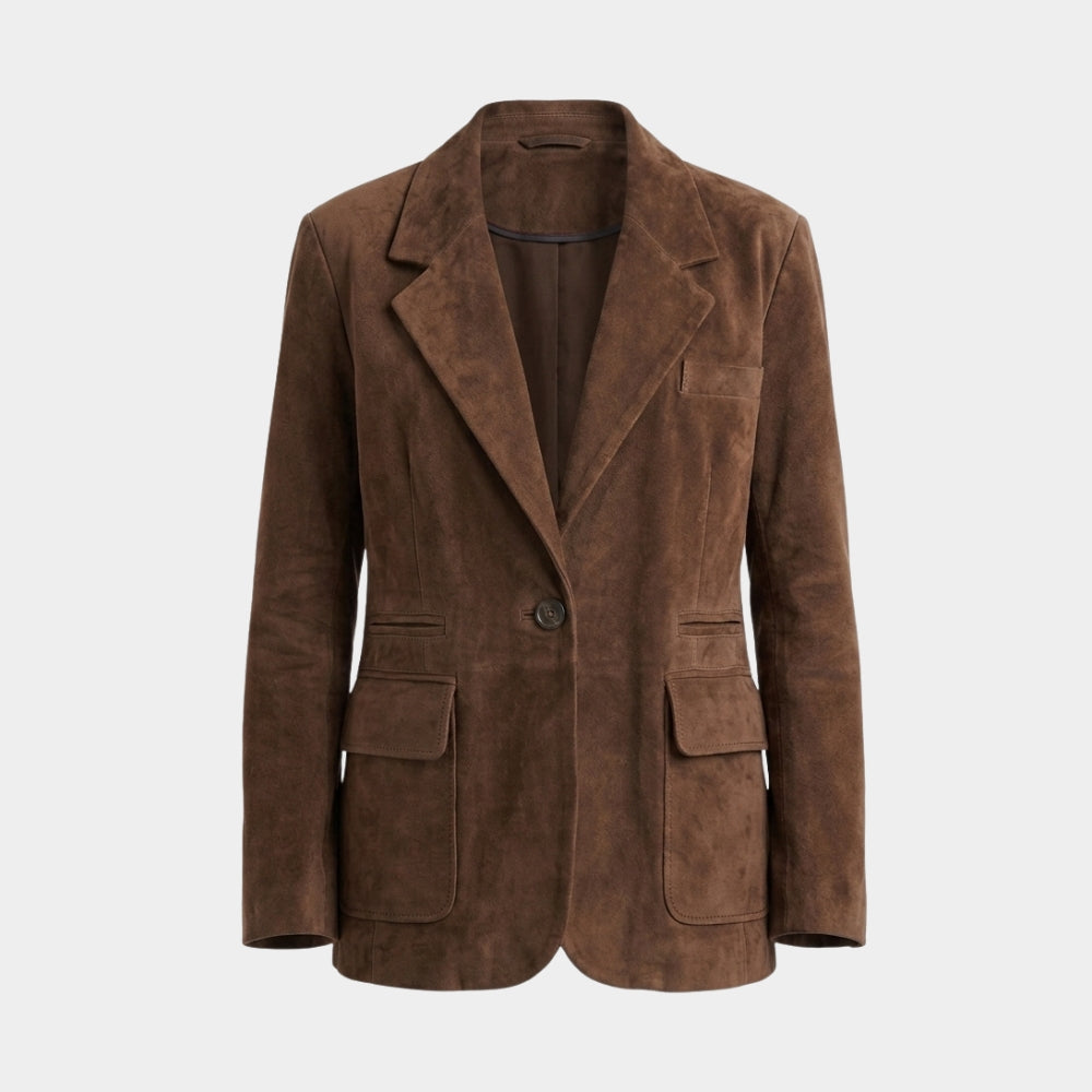 Carrie Amber Midthunder Tan Suede Leather Blazer
