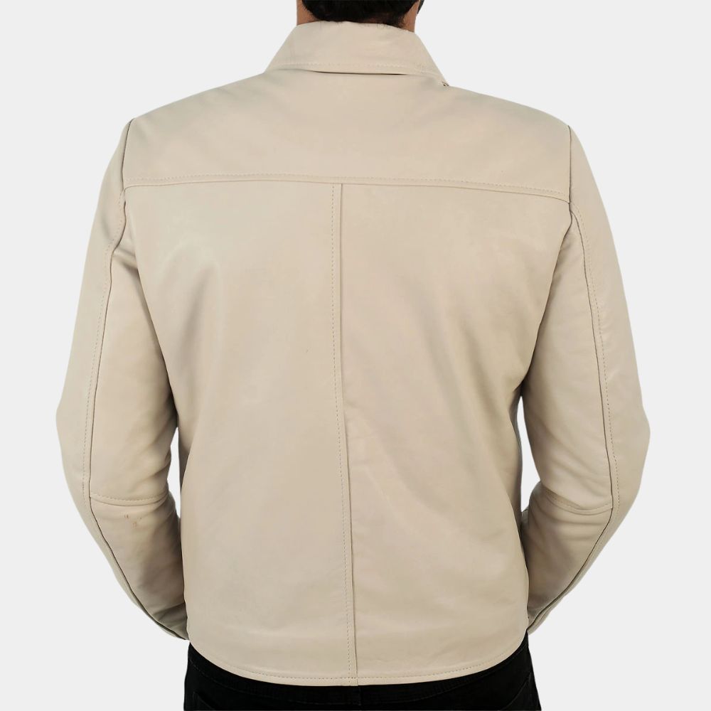 Charlie  3:10 to Yuma Ben Foster Beige Leather Jacket - Back View