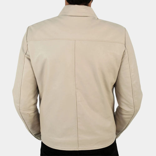 Charlie  3:10 to Yuma Ben Foster Beige Leather Jacket - Back View