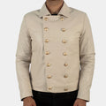 Charlie  3:10 to Yuma Ben Foster Beige Leather Jacket - Front View