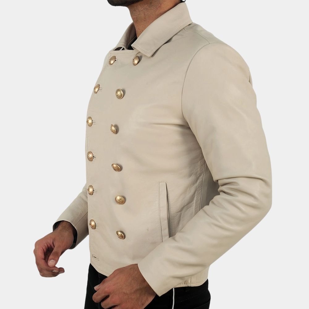Charlie  3:10 to Yuma Ben Foster Beige Leather Jacket - Side View