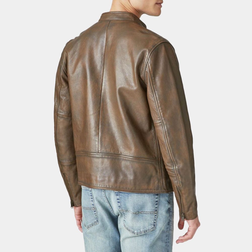 Chicago PD Hank Voight Brown Leather Jacket - Back View