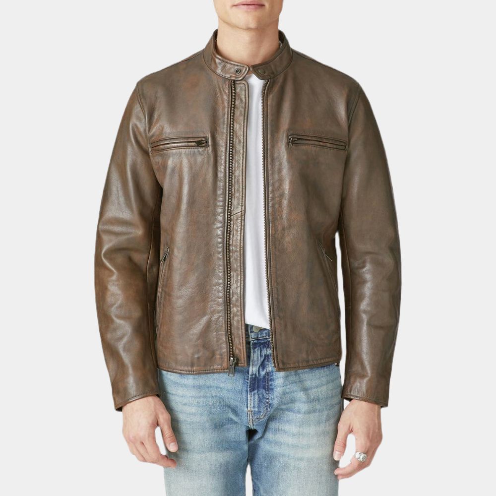Chicago PD Hank Voight Brown Leather Jacket - Front View