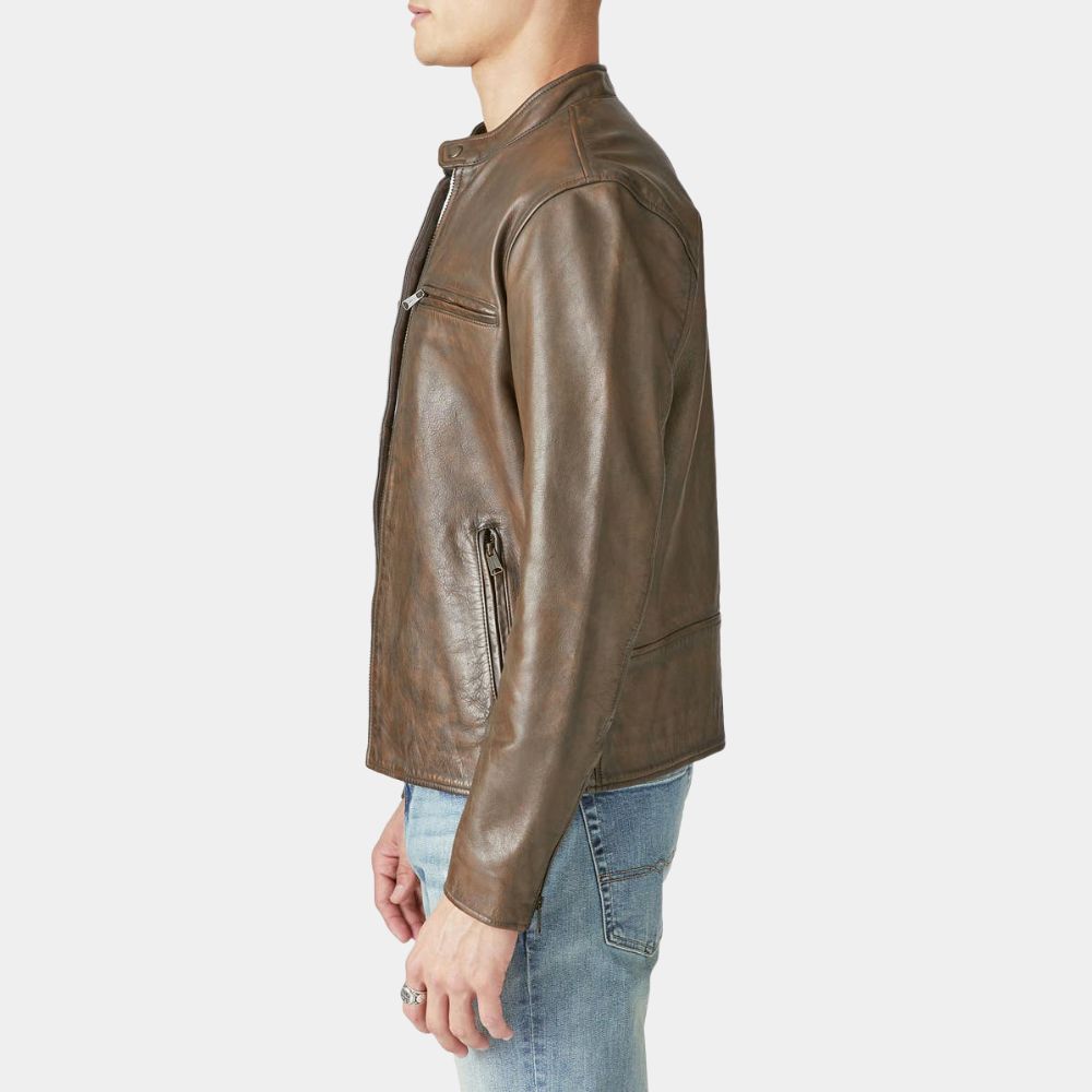 Chicago PD Hank Voight Brown Leather Jacket - Side View