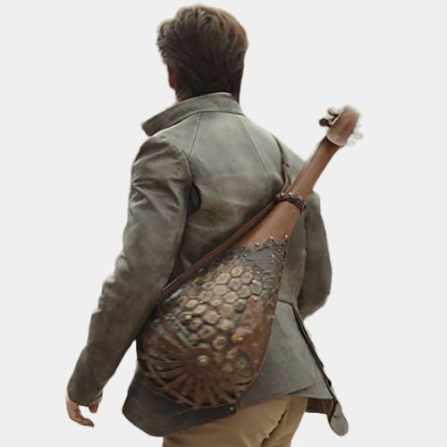 Chris Pine Dungeons &amp; Dragons: Honor Among Thieves Grey Leather Jacket - Character Back View