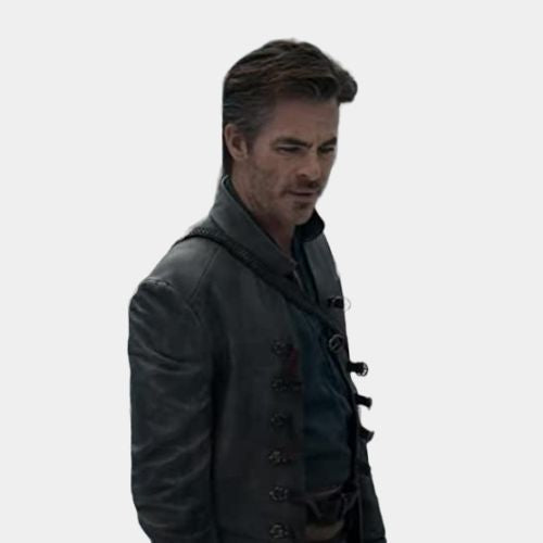 Chris Pine Dungeons &amp; Dragons: Honor Among Thieves Grey Leather Jacket - Character Front Posture View