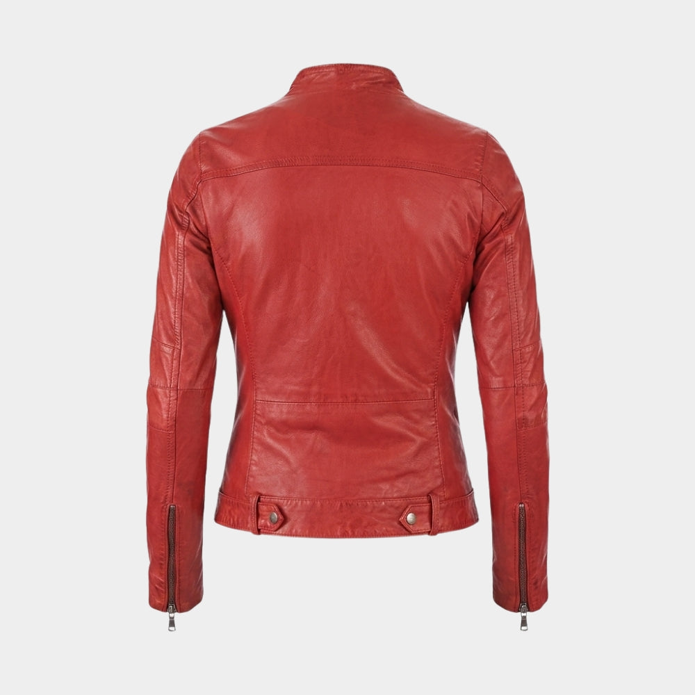 Claire Red Leather Jacket