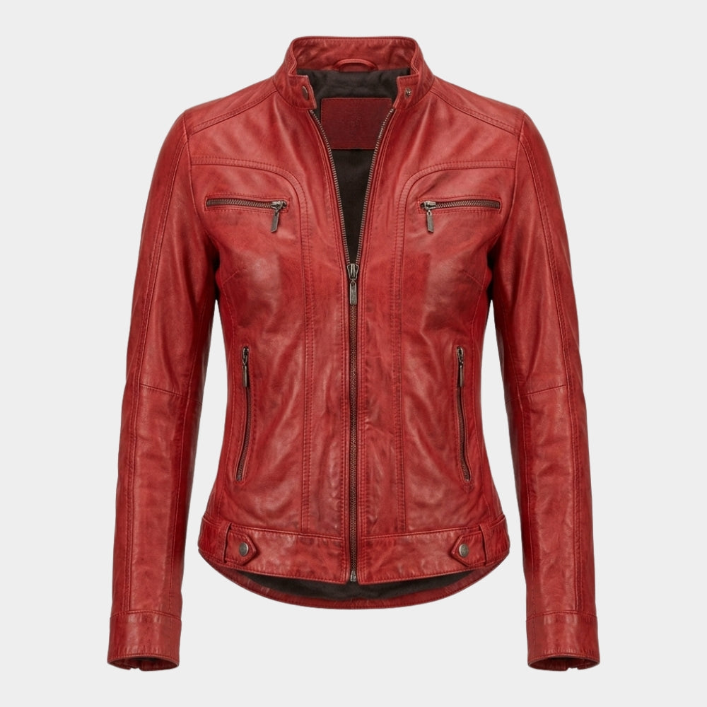 Claire Red Leather Jacket