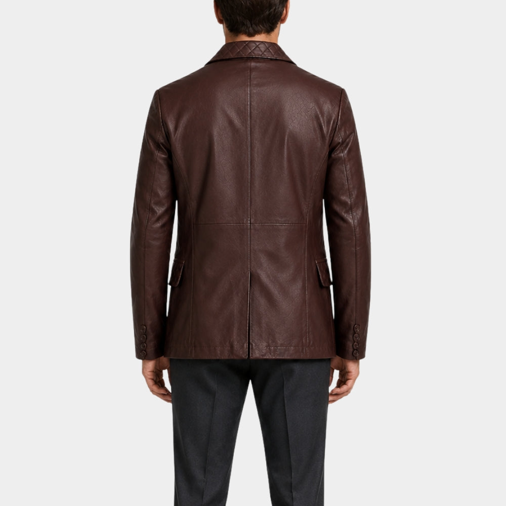 Classic Brown Leather Blazer